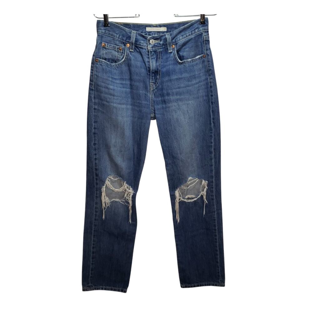 Levi's Low Pro Jeans 25 Distressed Straight Leg 90s Skater Rigid Dark Wash